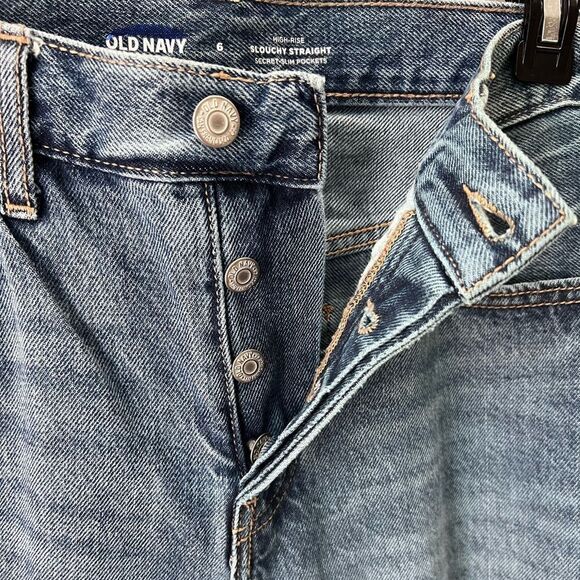 Old Navy high rise slouchy straight distressed jeans size 6 - Picture 5 of 14